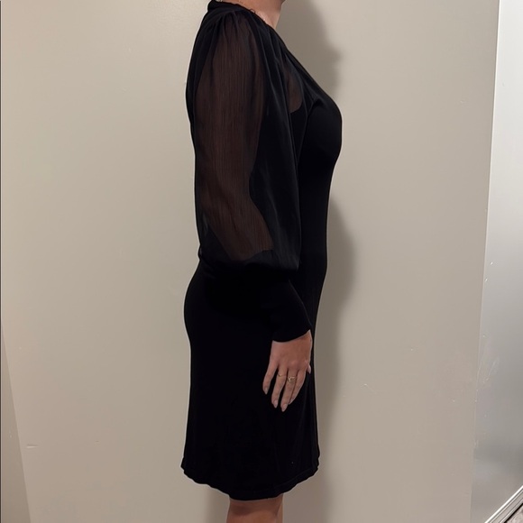 Calvin Klein Black Dress with Sheer Sleeves - Picture 2 of 6